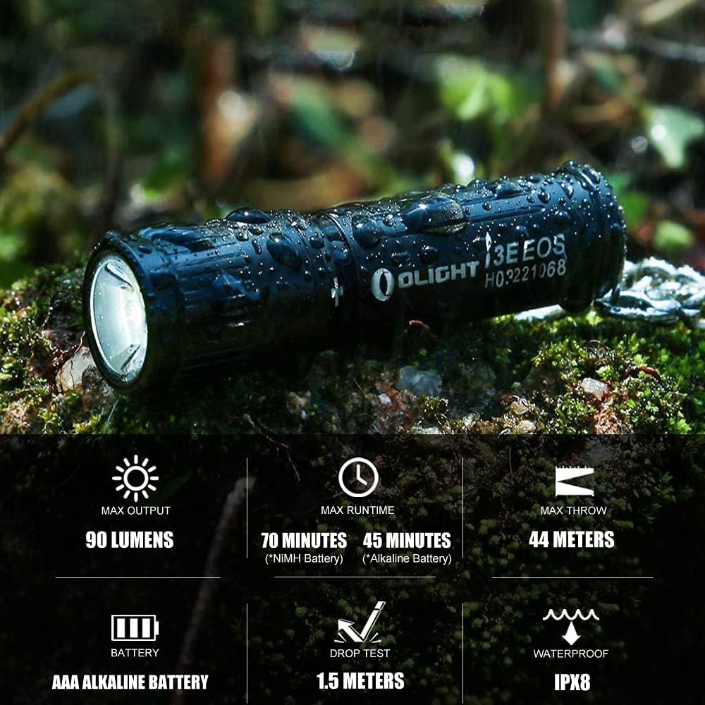 Olight Keychain Flashlight i3E EOS Black - Mini Twist AAA