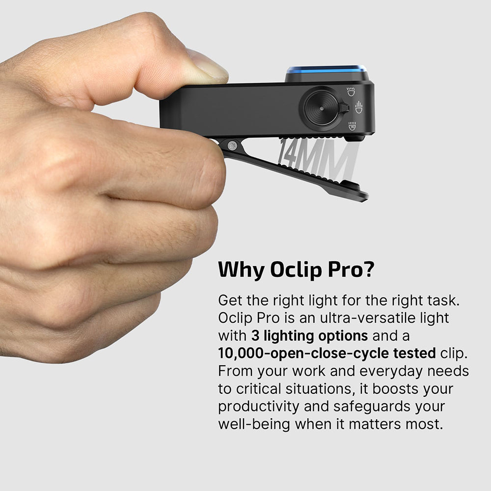 Olight Oclip Pro – Clip-On Flashlight with Floodlight, Spotlight & Red Light