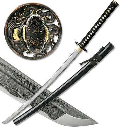 Ten Ryu - Hand Forged Damascus Samurai Sword Katana 40 Inch