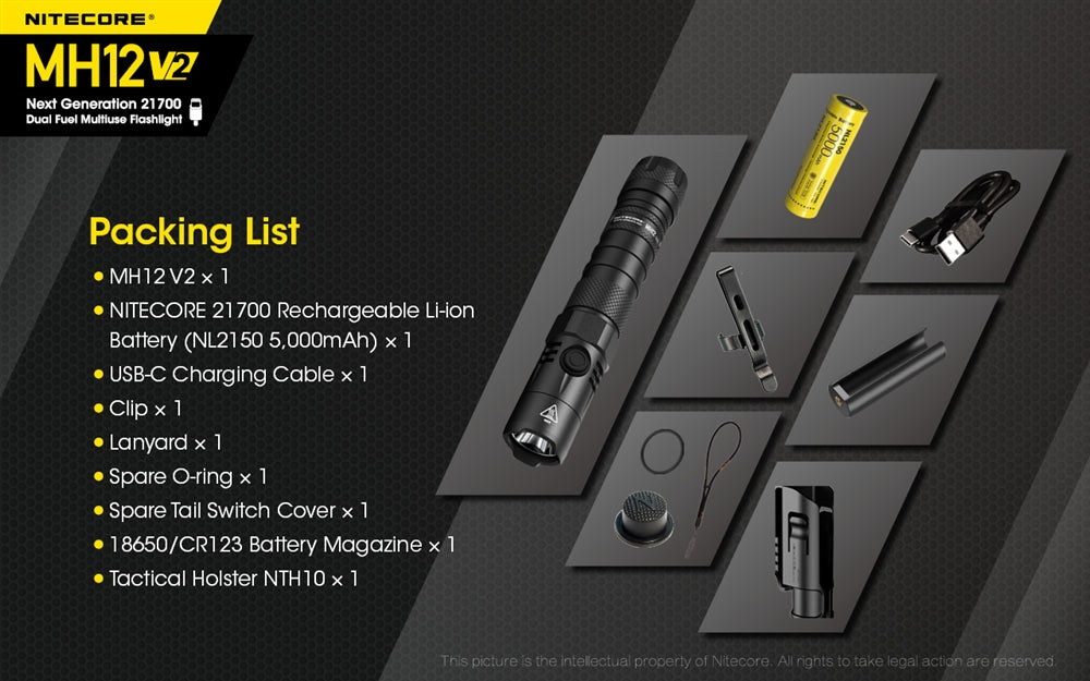 Nitecore MH12 V2 High Performance Tactical Flashlight