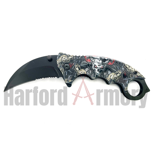 Demon Karambit Folding Knife w Clip