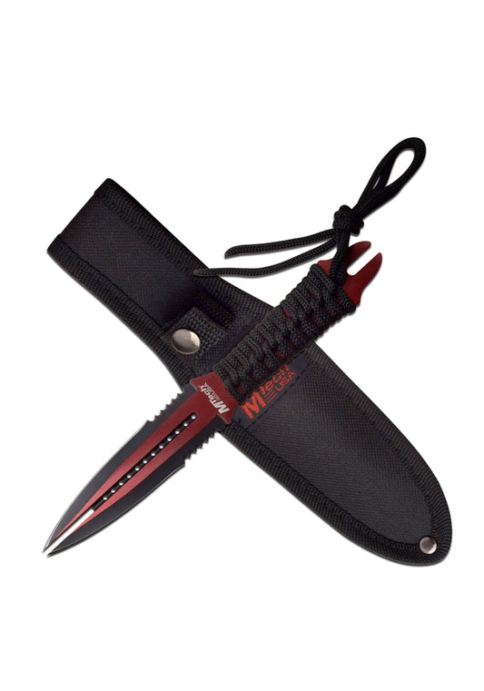 Twin Bladed Red Dagger - 8.5" Fixed Blade