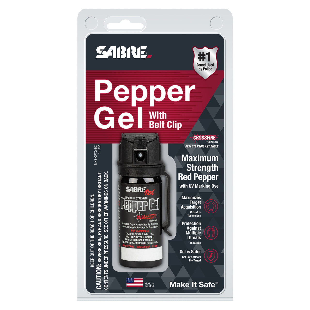 Sabre 1.5 oz Crossfire Pepper Gel w/ Belt Clip