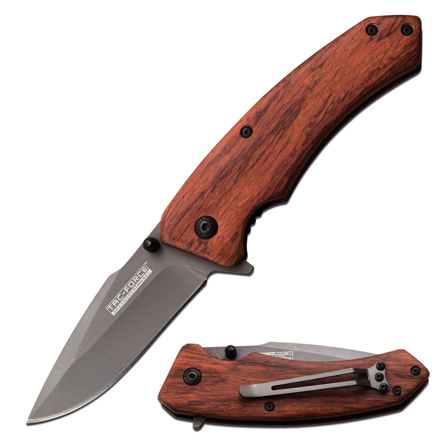 Tac-Force - Wood Handle Spring Assisted Knife - 7.75 Inch