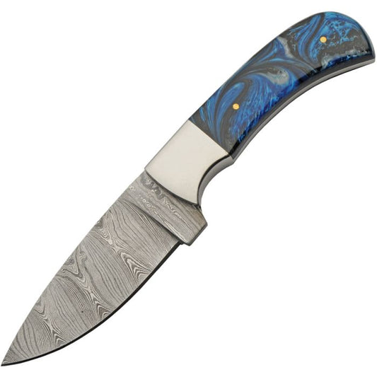 Sky Blue Hunter - Damascus Fixed Blade 8.5 Inch