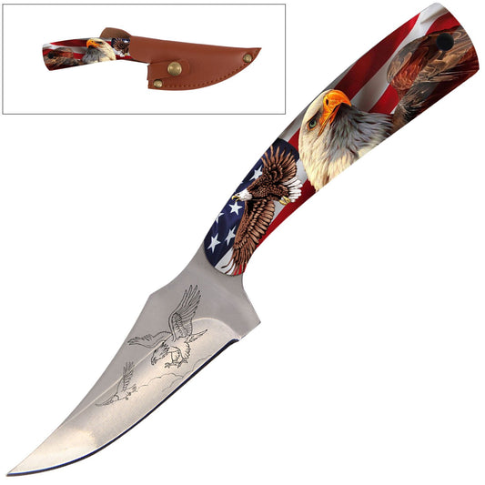 American Eagle Handle Hunting Skinner - 7 Inch Full Tang Fixed Blade Knife