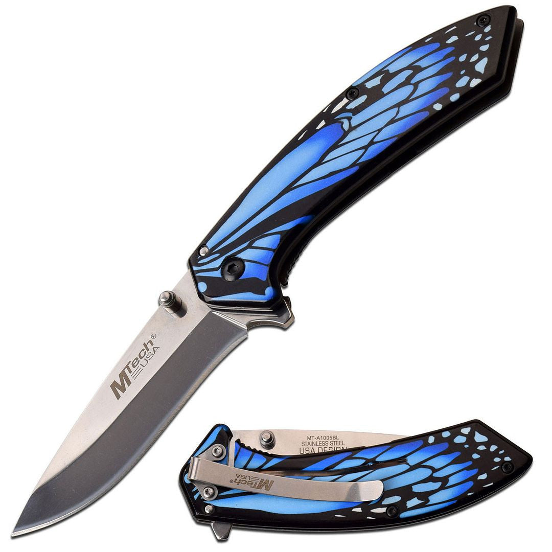 MTech USA - Blue Butterfly Spring Assisted Knife