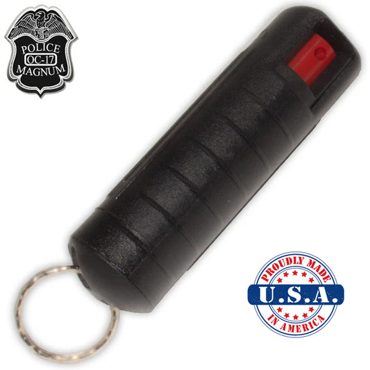 Pepper Spray for Runners with Clip and Keychain - Black 1/2 oz