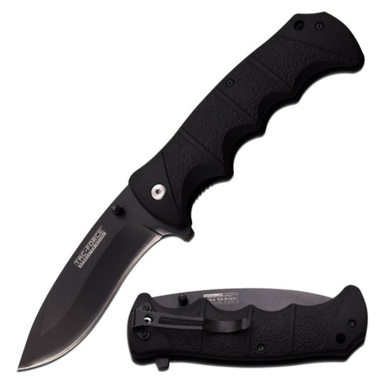 Tac-Force - Black Rubber Handle Spring Assisted Knife