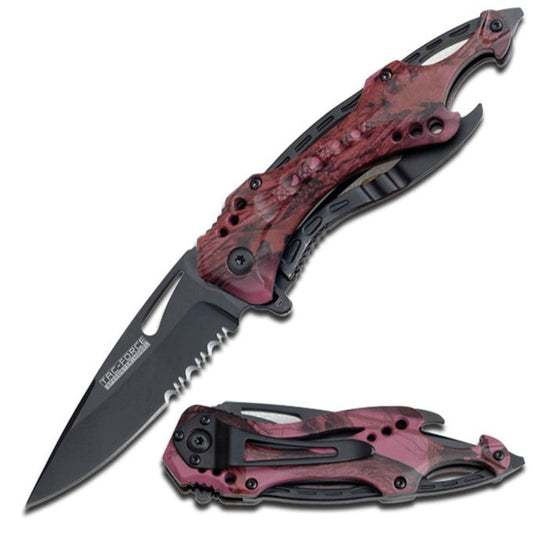 Tac-Force - Red Camo Multifunction Spring Assisted Knife