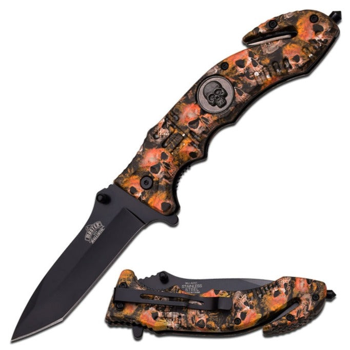 Master USA - Desert Skull Spring Assisted Knife w Cord Cutter